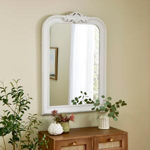 Swept Curved Overmantel Wall Mirror White