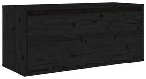 Wall Cabinet Black 80x30x35 cm Solid Wood Pine
