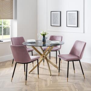 Montero 4 Seater Round Dining Table, Gold Top Gold