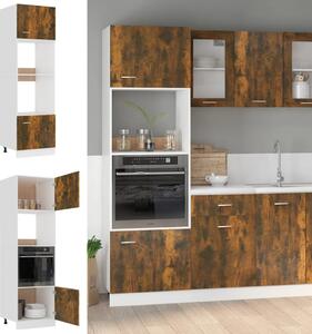 Microwave Cabinet Smoked Oak 60x57x207 cm Engineered Wood