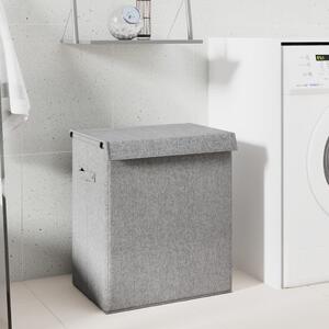 Foldable Laundry Hamper Grey 51x34.5x59 cm Faux Linen Fabric