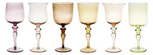 DISEGUALE SET 6 GOBLET ADORNED STERN MIXED SHAPES - Amber/Pink