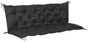Outsunny 3 Seater Bench Cushion, Garden Chair Cushion with Back and Ties for Indoor and Outdoor Use, 98 x 150 cm, Black