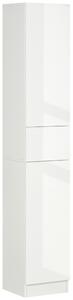Kleankin Tall Bathroom Cabinet with Adjustable Shelves, High Gloss Storage Cupboard, Freestanding Tallboy with Storage Drawer, White