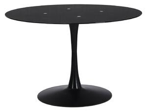 Addison 4 Seater Round Tulip Dining Table, Glass Black