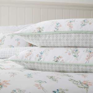 Dorma Beatrice 100% Cotton Standard Pillowcase Pair Pink/Green/White