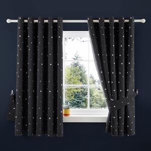 Outer Space Blackout Eyelet Curtains Black/White