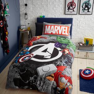 Marvel Avengers 100% Cotton Duvet Cover and Pillowcase Set Blue/Green/Red