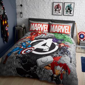 Marvel Avengers 100% Cotton Duvet Cover and Pillowcase Set Grey