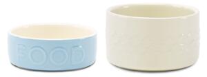 Scruffs Set of 2 Small Classic Pet Bowls Cream/Blue