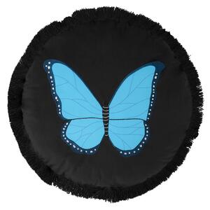 Skinnydip Embroidered Butterfly Round 50cm Filled Cushion Midnight