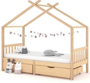 Kids Bed Frame with Drawers Solid Pine Wood 90x200 cm