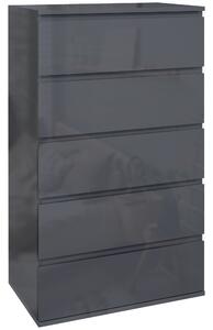 HOMCOM High Gloss Chest of Drawers, 5-Drawer Storage Cabinets, Modern Dresser, Storage Drawer Unit for Bedroom Aosom UK