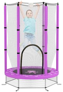 AIYAPLAY 4.6FT Toddler Trampoline w/ Safety Enclosure Net, for Indoor Outdoor Use, Ages 3-6 Years, Octopus Pattern - Purple