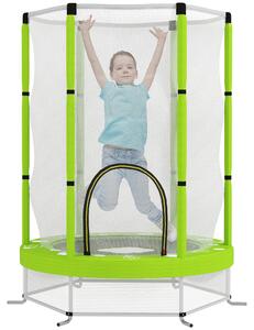 AIYAPLAY 4.6FT Toddler Trampoline w/ Safety Enclosure Net, for Indoor Outdoor Use, Ages 3-6 Years, Cloud Pattern - Green