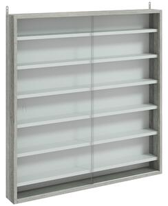 HOMCOM Six Shelf Display Cabinet, with Glass Doors - Graphite Wood Effect