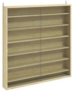 HOMCOM Six Shelf Display Cabinet, with Glass Doors - Oak