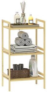 HOMCOM Three-Tier Bamboo Adjustable Shelf Storage Unit
