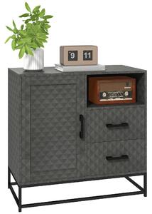 HOMCOM Sideboard with Adjustable Shelf, Freestanding Sideboard Storage Cabinet with Open Compartment and 2 Drawers, Grey