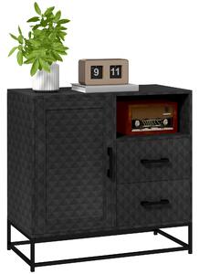 HOMCOM Sideboard with Adjustable Shelf, Freestanding Sideboard Storage Cabinet with Open Compartment and 2 Drawers, Black