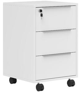 HOMCOM Three-Drawer Locking Filing Cabinet - White
