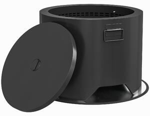 Outsunny Outdoor Round Fire Pit with Lid and Fire Poker - Black