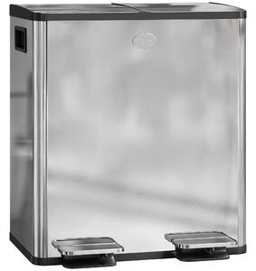 HOMCOM 40L Dual Compartment Stainless Steel Bin, with Deodoriser Holders - Silver Tone