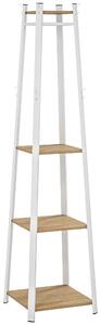 HOMCOM Compact Freestanding Coat Rack - White/Oak