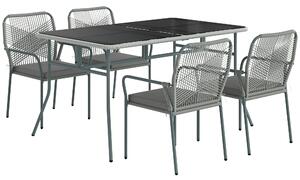 Outsunny Five-Piece PE Rattan Garden Dining Set with Cushions & Stackable Chairs - Light Grey