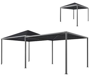 Outsunny 3 x 3 or 3 x 6m Garden Gazebo with Extendable Awning and Wheels, UPF30+ Outdoor Metal Gazebo Canopy Shelter for BBQ, Event, Party