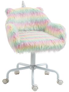 Vinsetto Unicorn Home Office Chair, Height Adjustable Fluffy Desk Chair with Armrests and Swivel Wheels, Makeup Chair, Colourful Aosom UK
