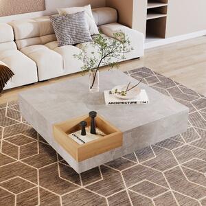 Square Glossy Coffee Table with Removable Wooden Storage Box, Sturdy Structure, Modern Sofa Table for Living Room, 72L x 72W x 30H cm, Grey Aosom.UK