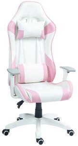 HOMCOM Gaming Chair, Racing Gamer Chair, Reclining Faux Leather Computer Chair with Headrest, Lumber Support, 3D Armrests, Adjustable Height, Swivel Wheels for Home Office, Pink