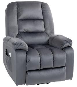 HOMCOM Lift Chair, Quick Assembly, Electric Riser and Recliner Chair with Vibration Massage, Heat, Side Pockets, Grey
