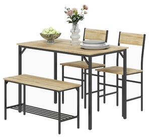 HOMCOM Four-Piece Dining Set, With Table, Chairs and Bench
