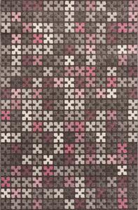 Modern Puzzle Charisma Rose & Frost Grey Area Rug 135x190cm