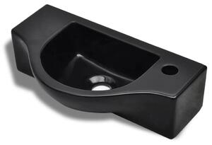 Ceramic Bathroom Sink Basin with Faucet Hole Black