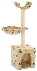 Cat Tree with Sisal Scratching Posts 105 cm Paw Prints Beige