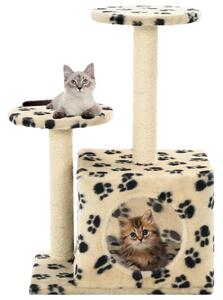 Cat Tree with Sisal Scratching Posts 60 cm Beige Paw Prints