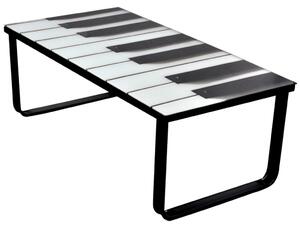 Coffee Table with Piano Printing Glass Top