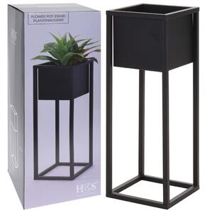 H&S Collection Flower Pot on Stand Metal Black 60 cm