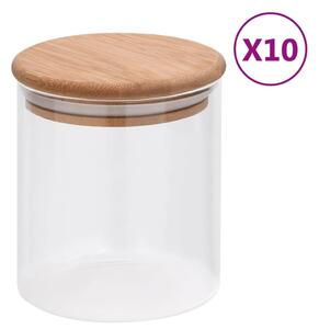 Storage Glass Jars with Bamboo Lid 10 pcs 600 ml