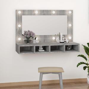 Mirror Cabinet with LED Grey Sonoma 90x31.5x62 cm