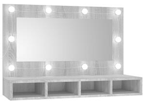 Mirror Cabinet with LED Grey Sonoma 90x31.5x62 cm