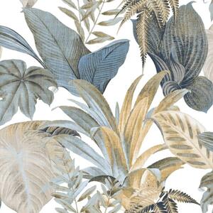 Noordwand Topchic Wallpaper Big Leaves Blue and Beige