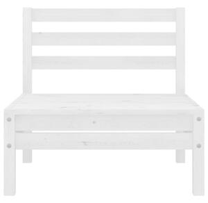 Garden Middle Sofa White Solid Wood Pine