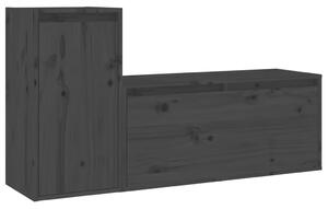 TV Cabinets 2 pcs Black Solid Wood Pine