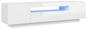 TV Cabinet with LED Lights High Gloss White 160x35x40 cm