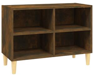 TV Cabinet with Solid Wood Legs Smoked Oak 69.5x30x50 cm