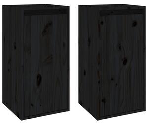 Wall Cabinets 2 pcs Black 30x30x60 cm Solid Wood Pine